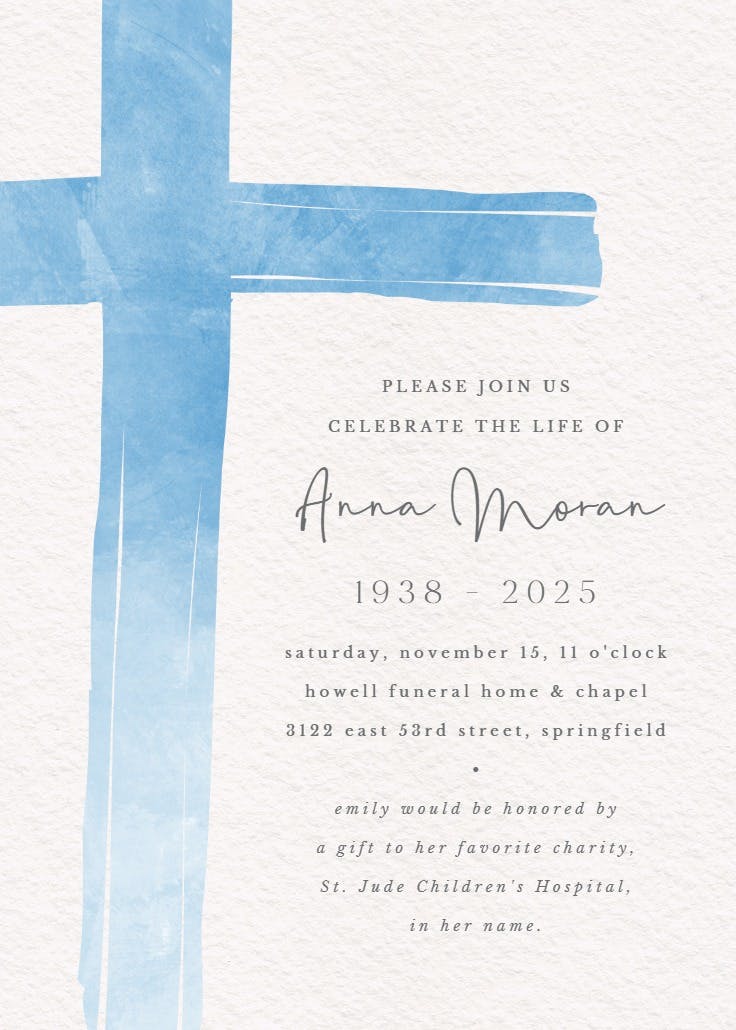 Watercolor cross - anuncio de homenaje