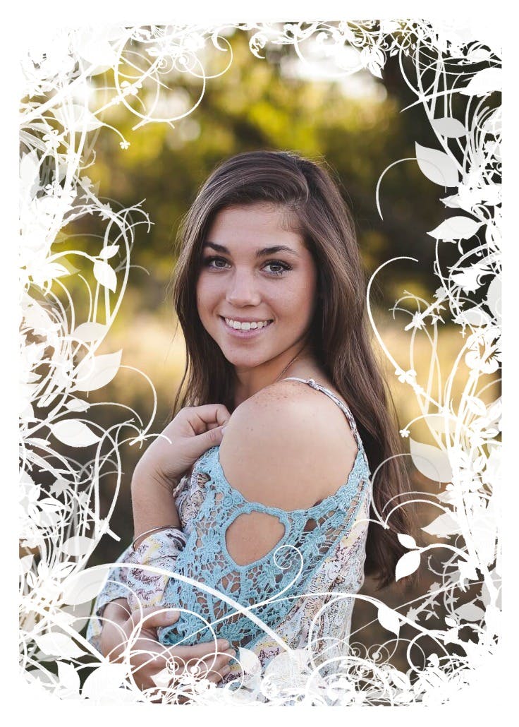 White floral frame - birthday card