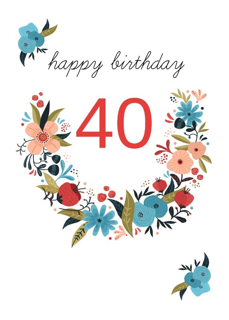 Floral 40 - birthday card