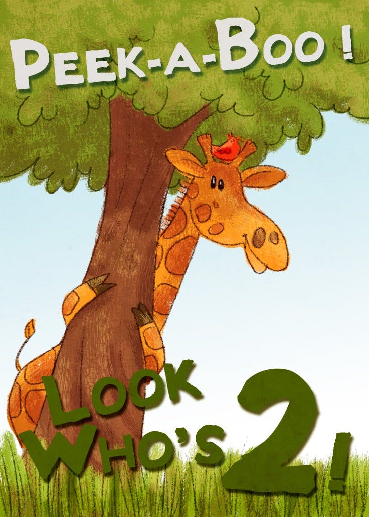 Peek a boo look who is 2 - birthday card