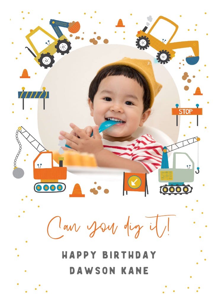 Dig it construction - tarjeta de cumpleaños