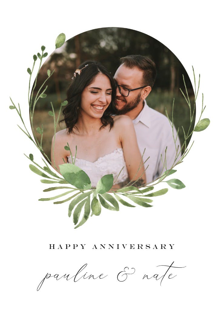 Greenery wreath - anniversary card
