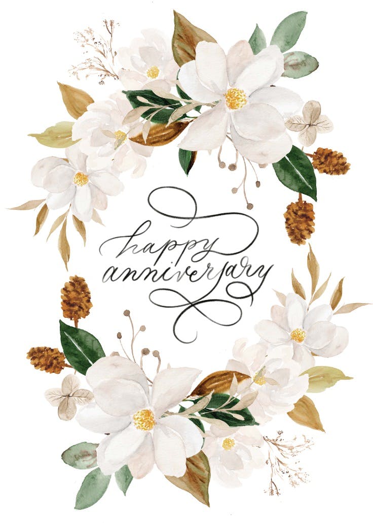 Magnolia blooms - happy anniversary card