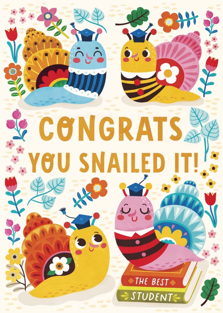 Cute snails - tarjeta de graduación