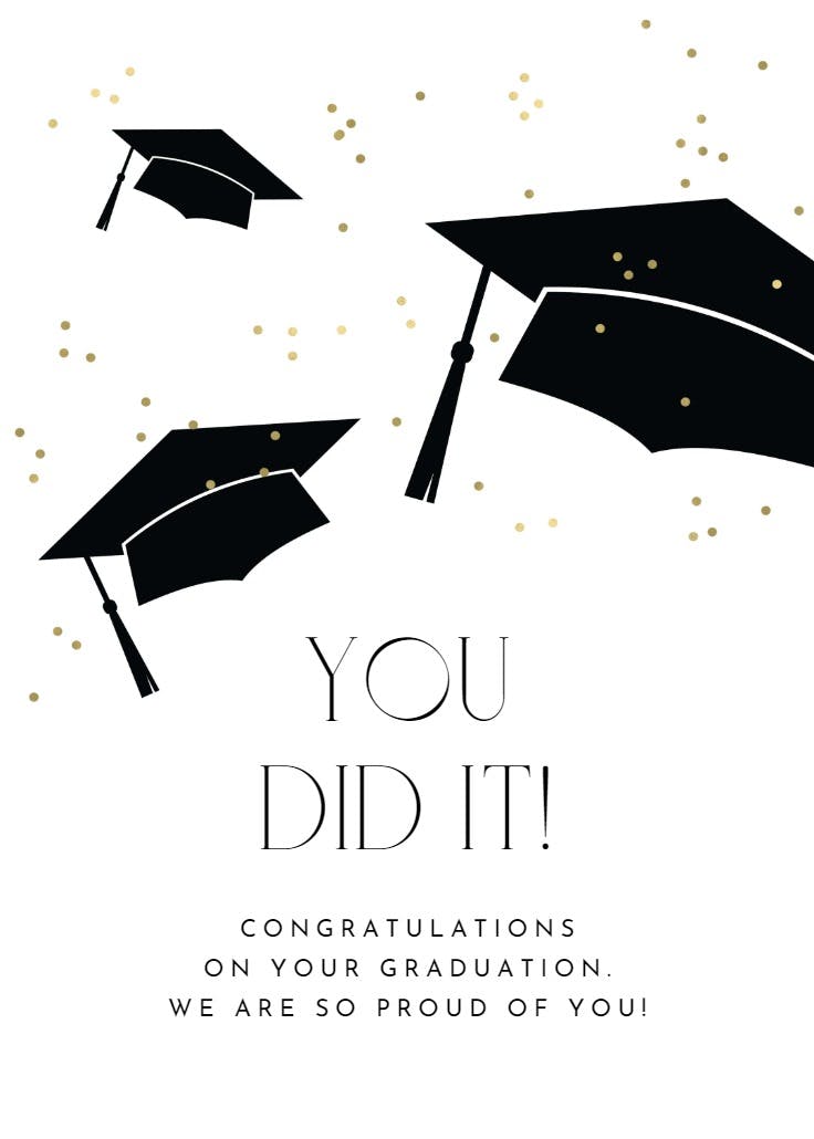 Hats in the air - tarjeta de graduación