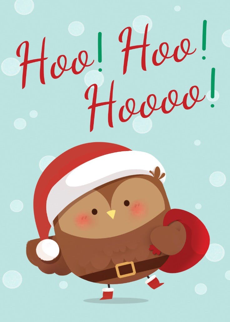 Santa owl - tarjeta de navidad