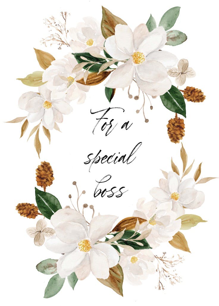 Magnolia blooms - tarjeta para el día del jefe
