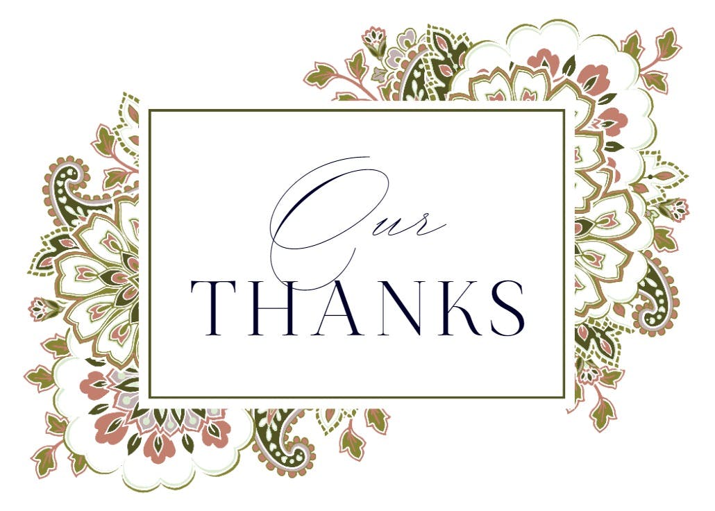Colored paisley - thank you card