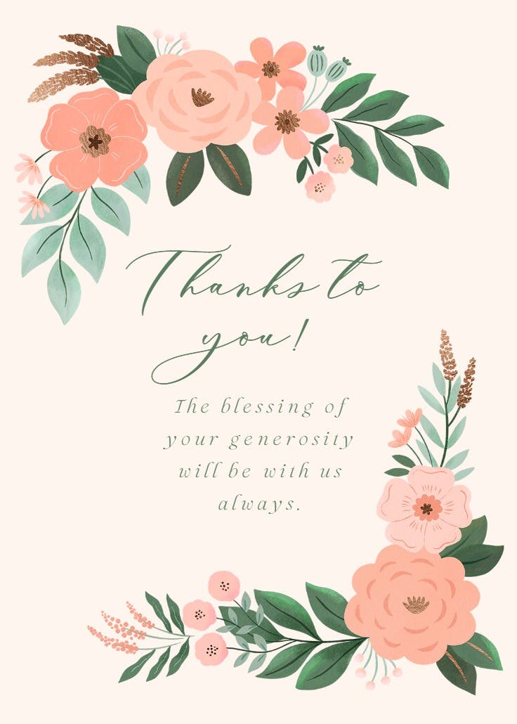 Floral peonies - thank you card