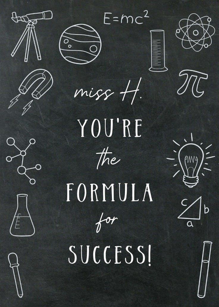 Formula -  tarjeta de apreciación a un profesor