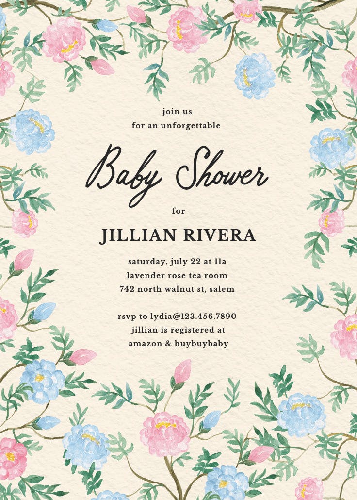 Climbing blooms - invitación de fiesta