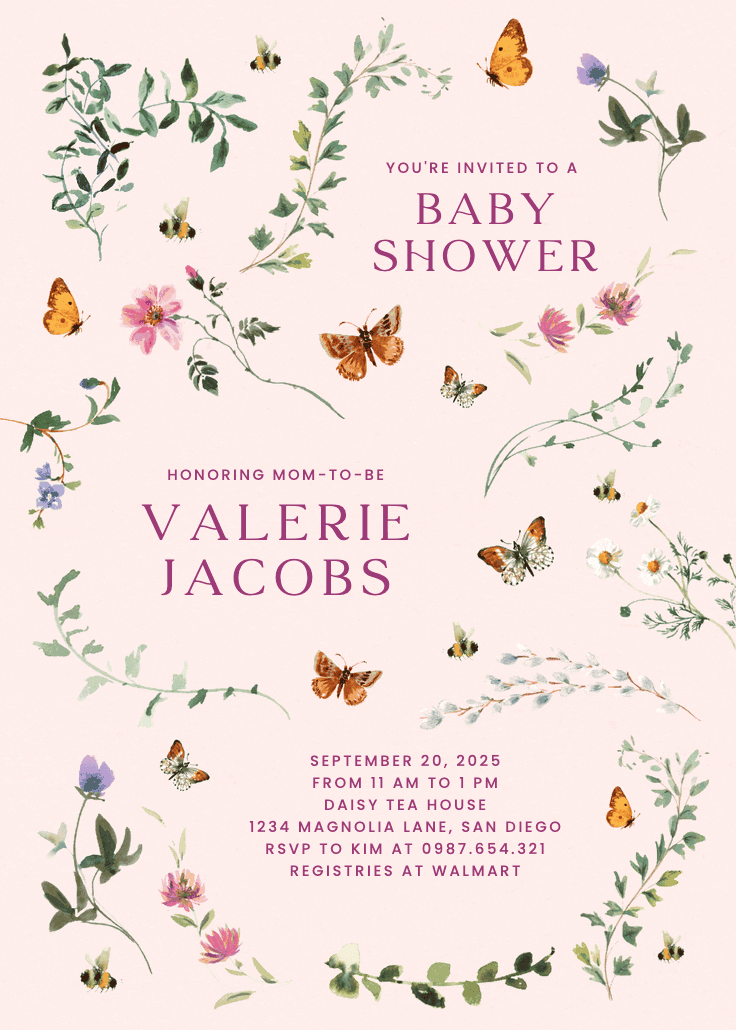 Floral dance with butterflies - invitación de fiesta