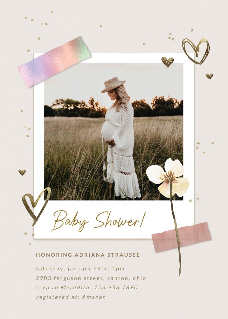 Polaroid and love -  invitación para baby shower