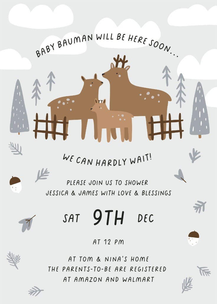 Rustic deer - invitación de fiesta