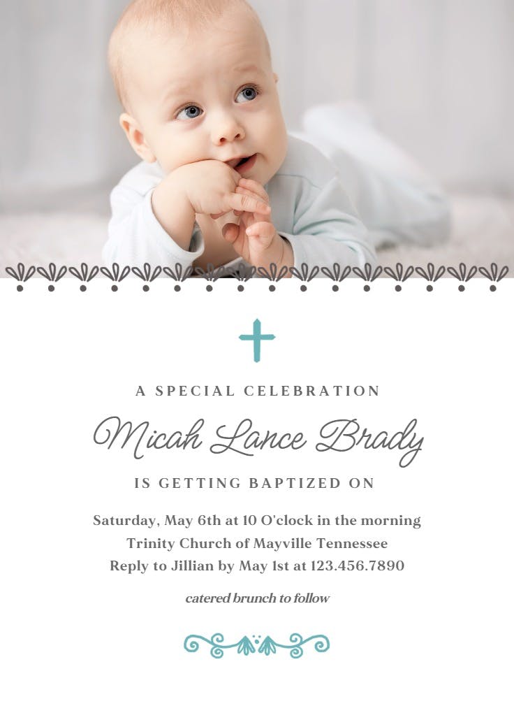 Blue accents - invitación de bautizo