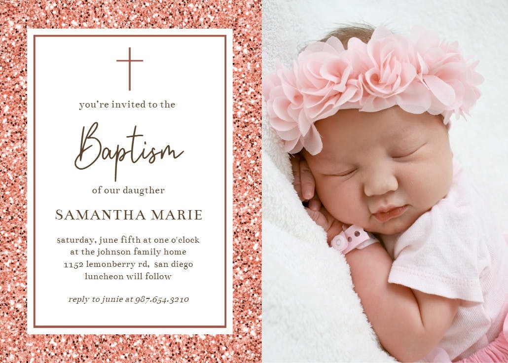 Glitter abstract - invitación de bautizo