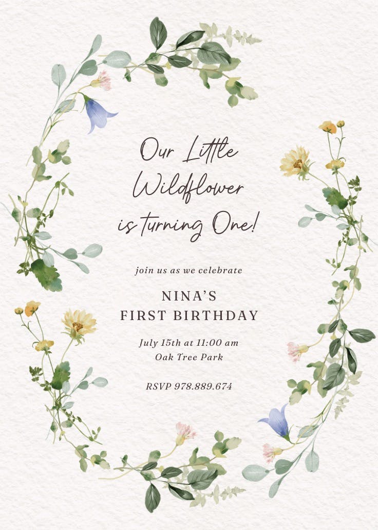 Border of blooms - invitación de fiesta