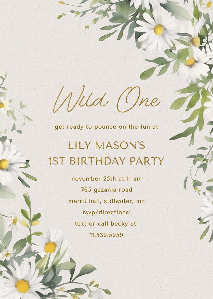 Wild flowers - invitación de fiesta
