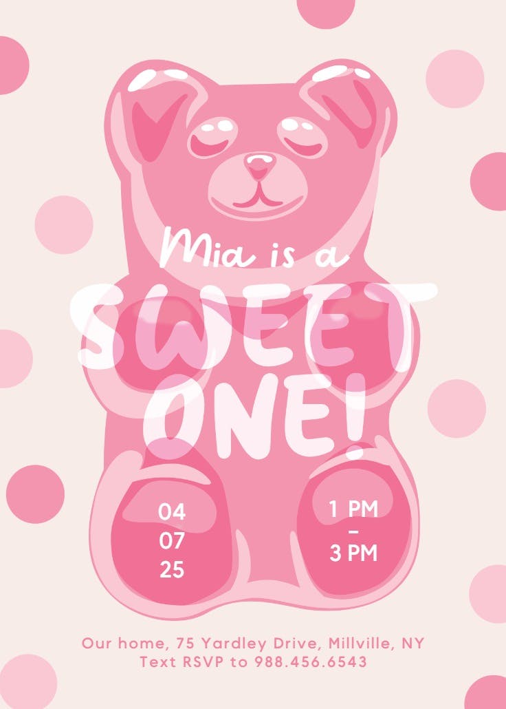 Gummy bear - invitación de cumpleaños
