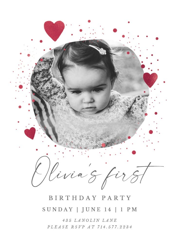Hearts and dots - birthday invitation