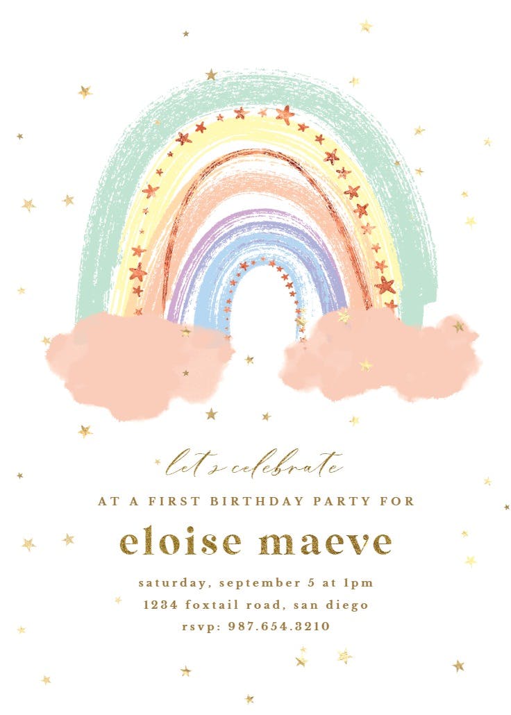 Pastel rainbow - invitación de cumpleaños
