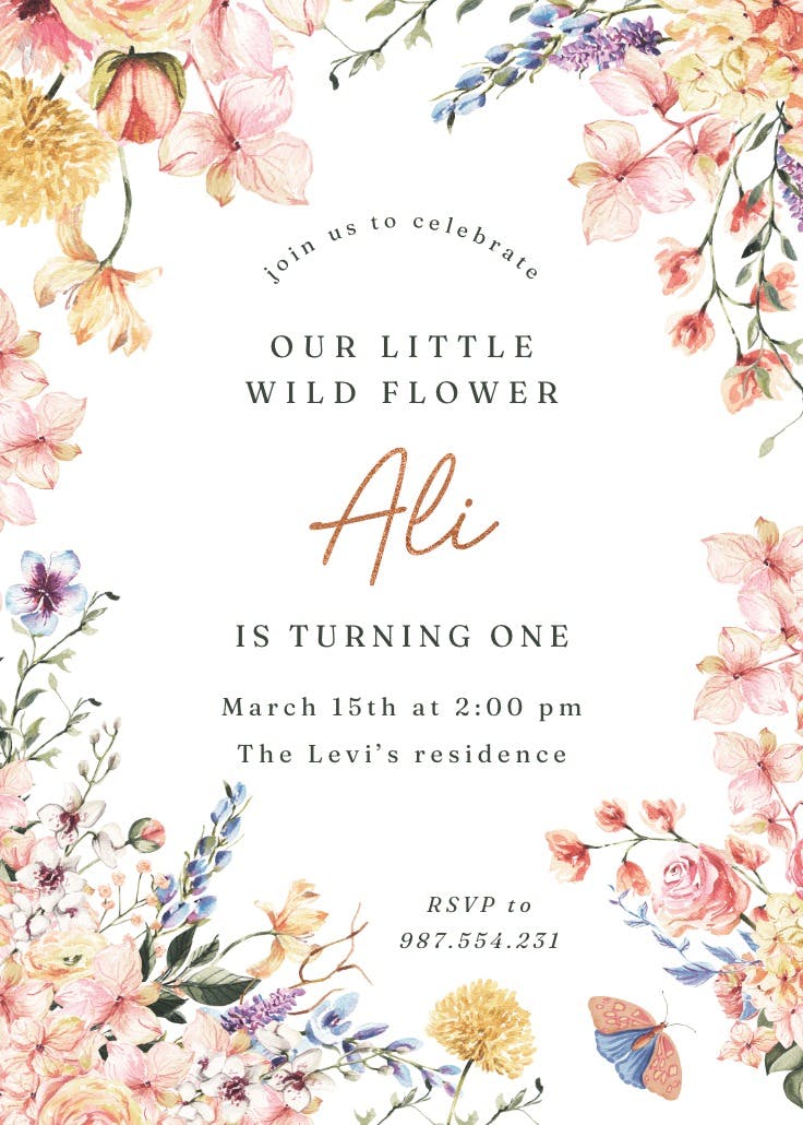 Spring warming flowers - invitación de fiesta