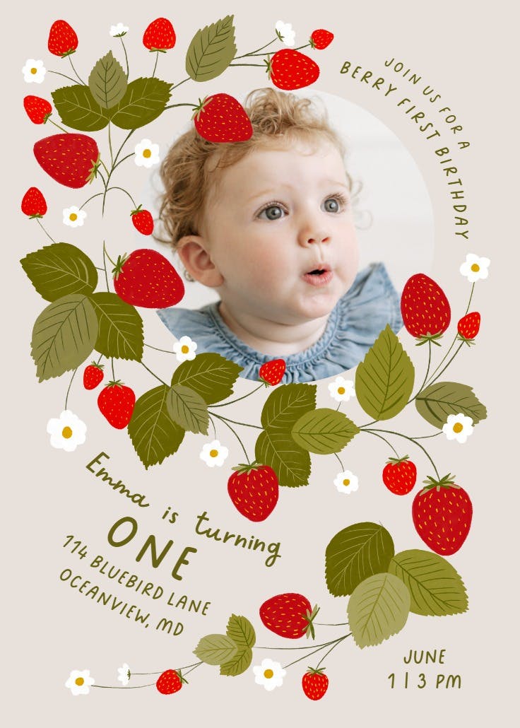 Strawberries everywhere - invitación de fiesta