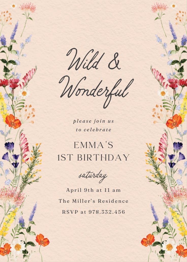 Wildflowers - invitación de fiesta