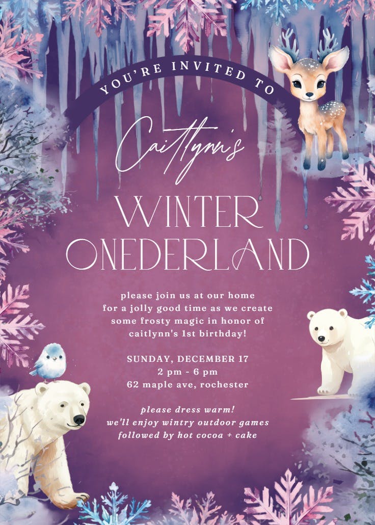 Winter onederland - invitación de fiesta