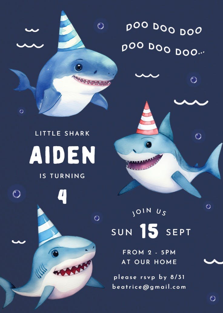 Cutest shark - invitación de fiesta