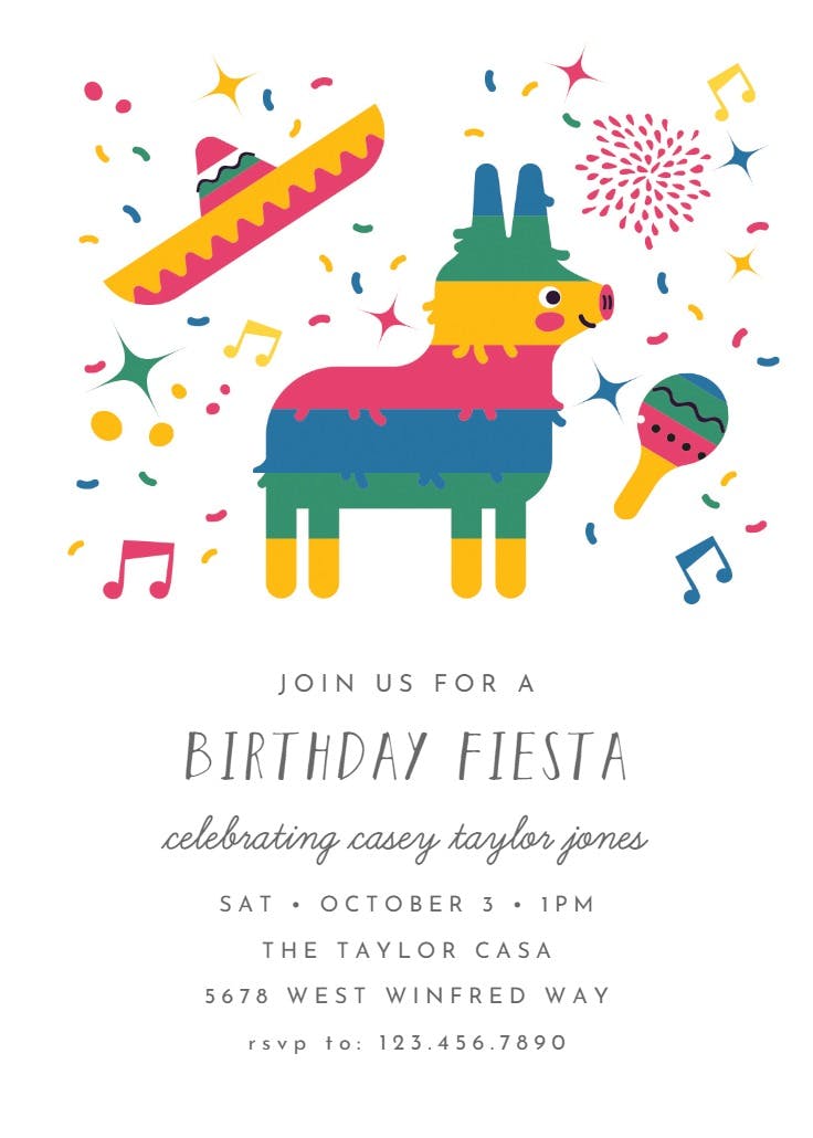 Pinata fiesta - invitación de fiesta