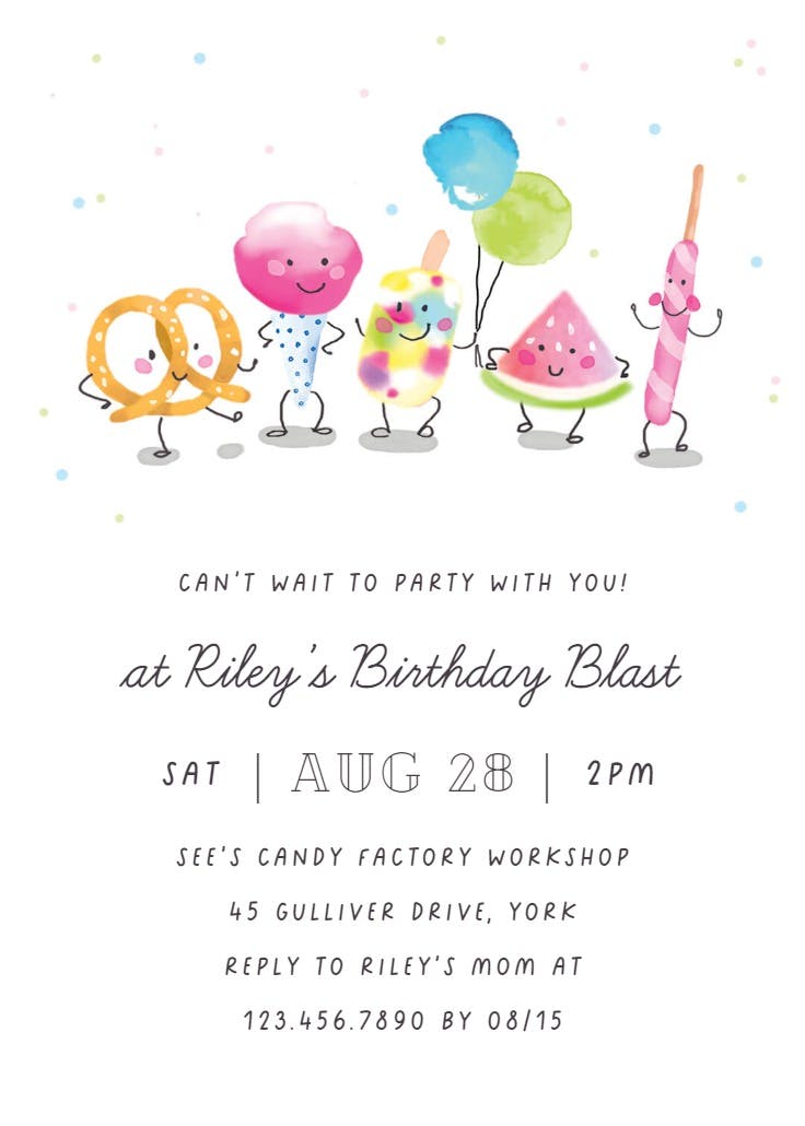 Snacks queue - birthday invitation