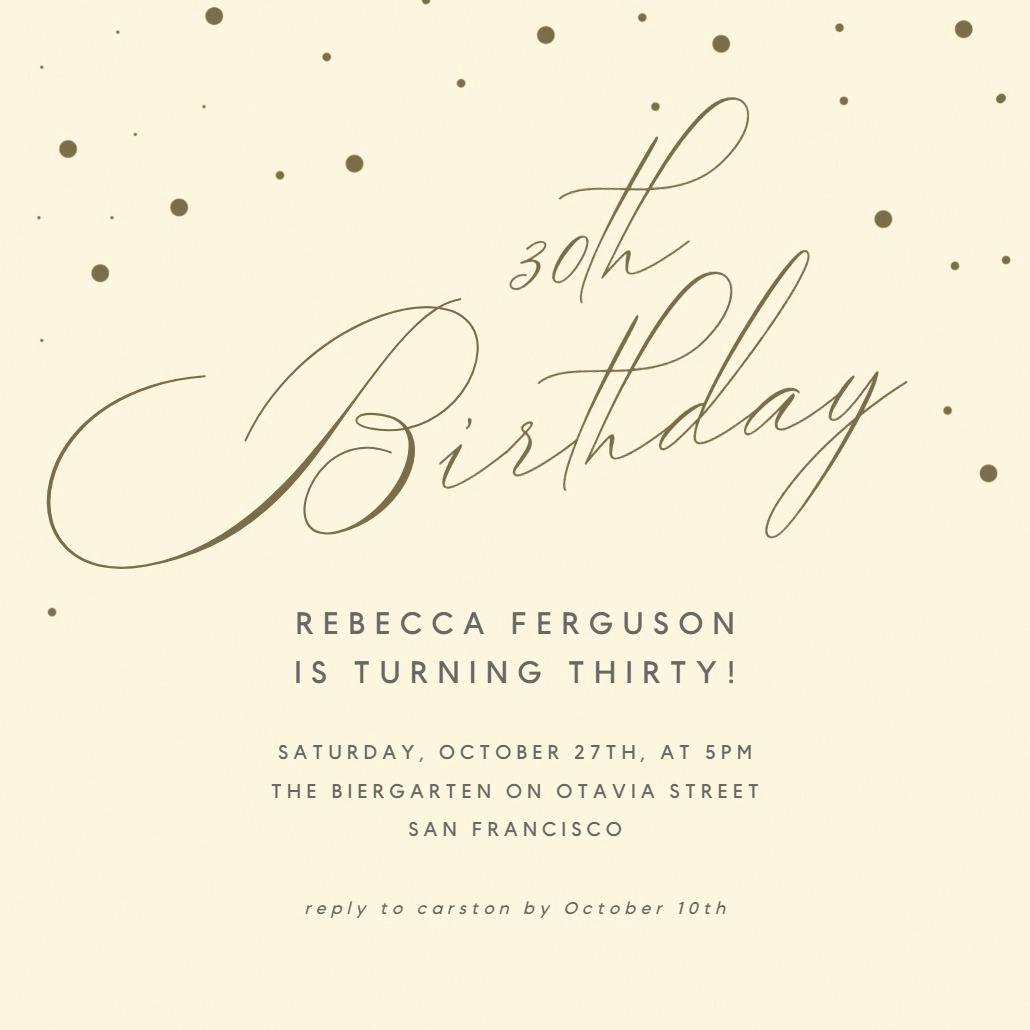 30th golden flakes - birthday invitation
