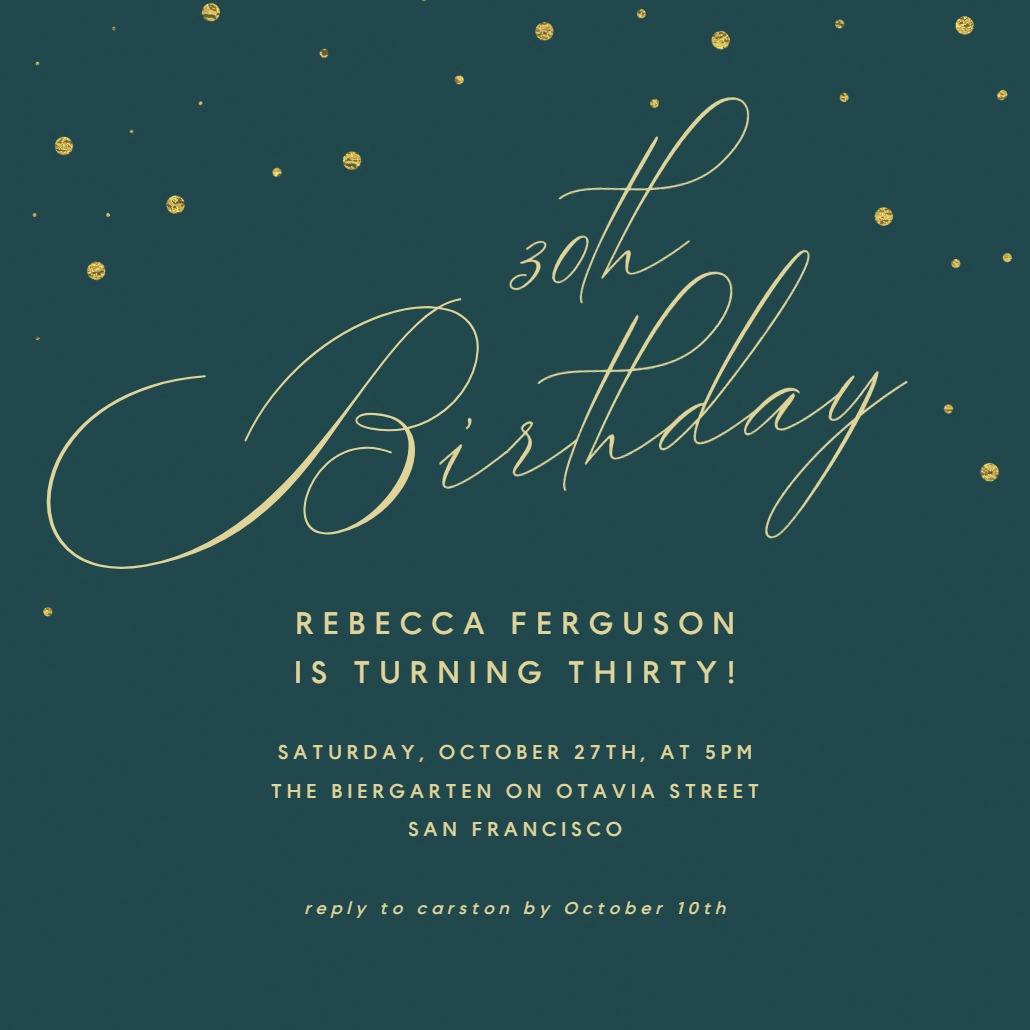 30th golden flakes - birthday invitation