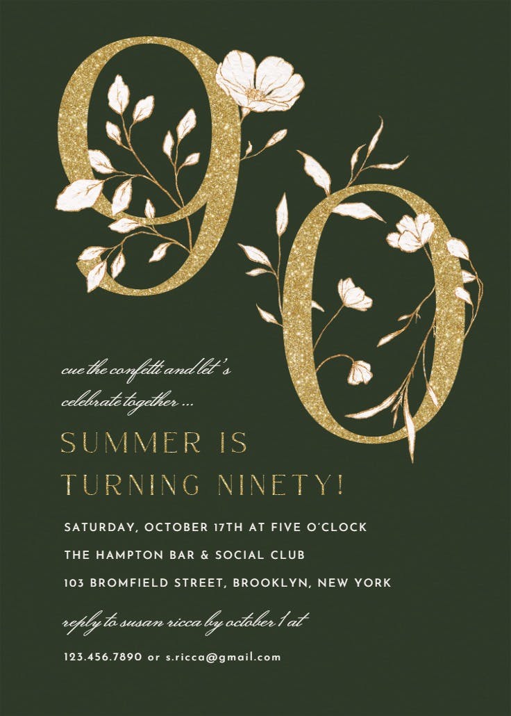 Blooming years 90 - invitación de cumpleaños