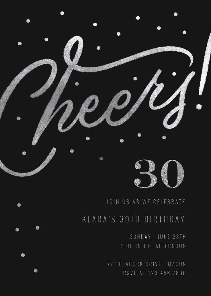 Cheers 30th birthday party - birthday invitation