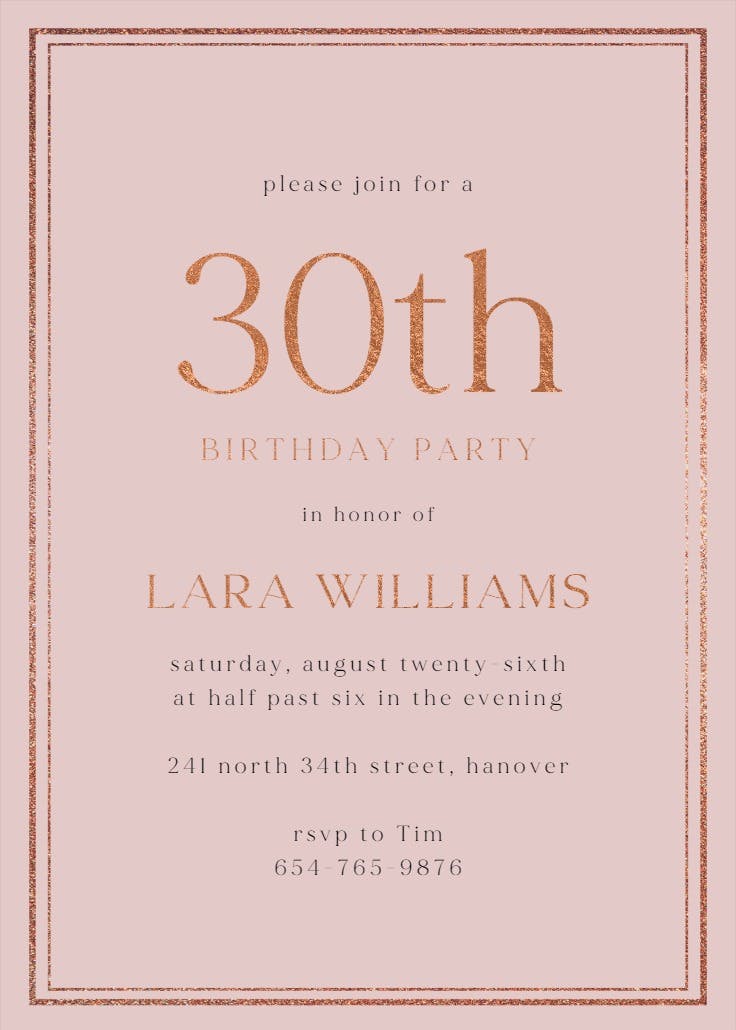 Classy 30 - birthday invitation