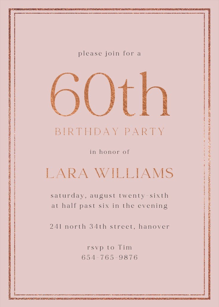 Classy 60 - birthday invitation