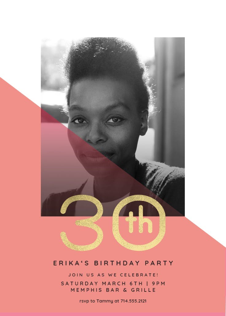 Diagonal split 30 - birthday invitation