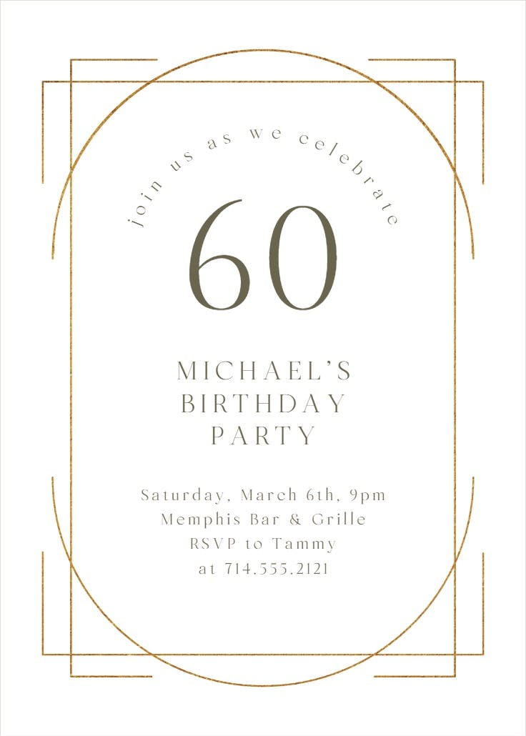 Elegant 60 - birthday invitation