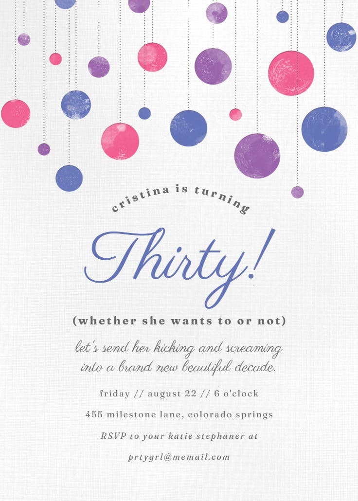 Finally turning 30 - birthday invitation