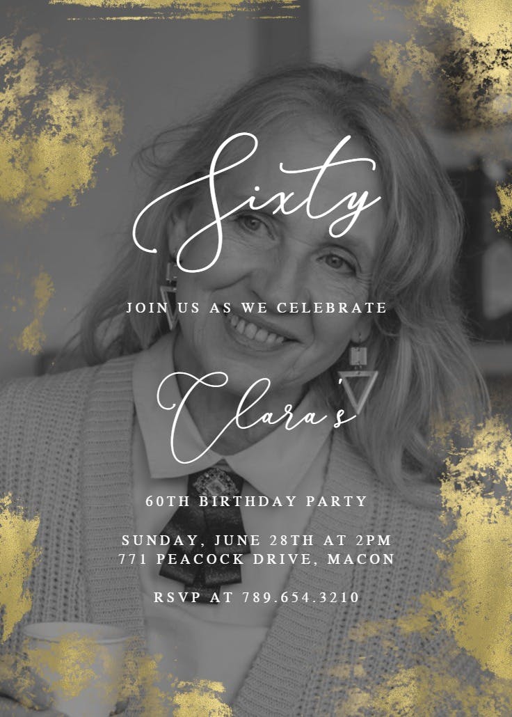 Foiled photo - birthday invitation