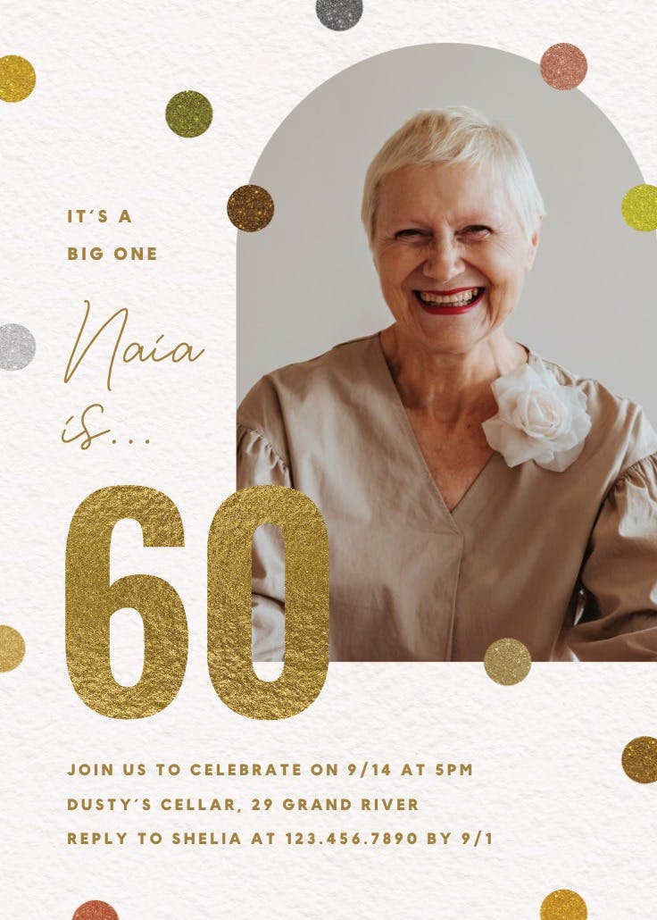 Glitter age 60 - birthday invitation