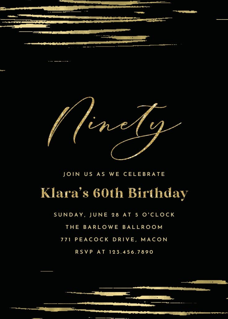Golden strokes - invitación de cumpleaños