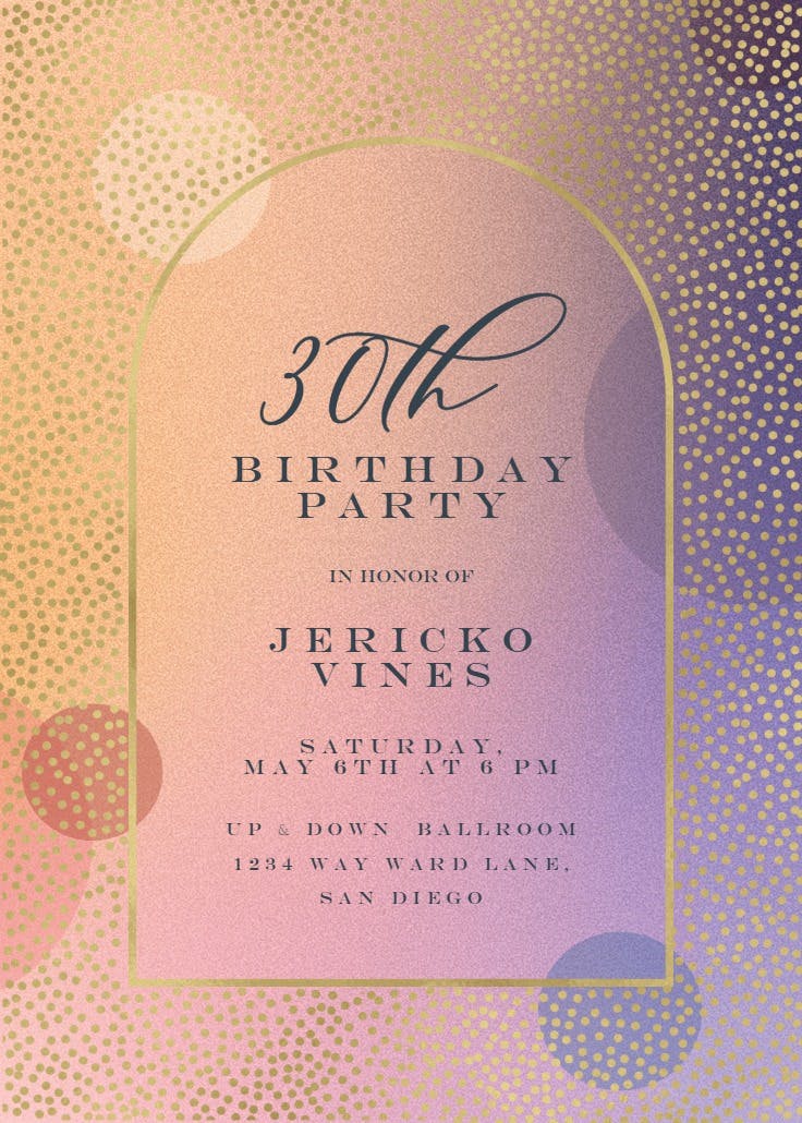Gradient arched window - birthday invitation