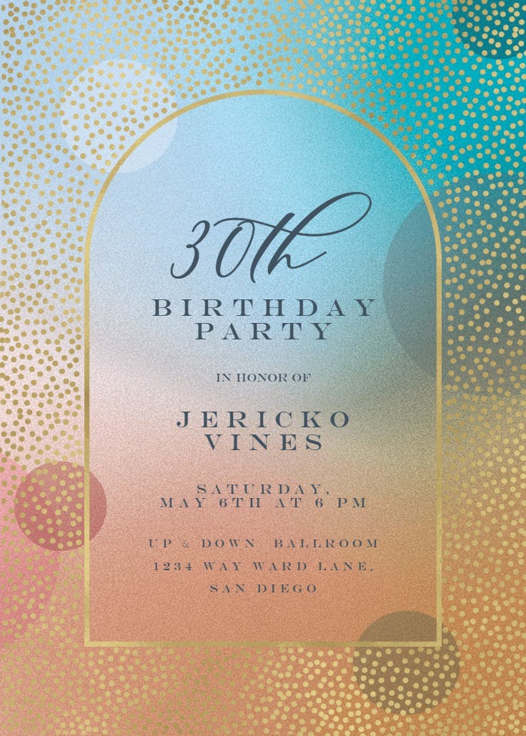 Gradient arched window - birthday invitation