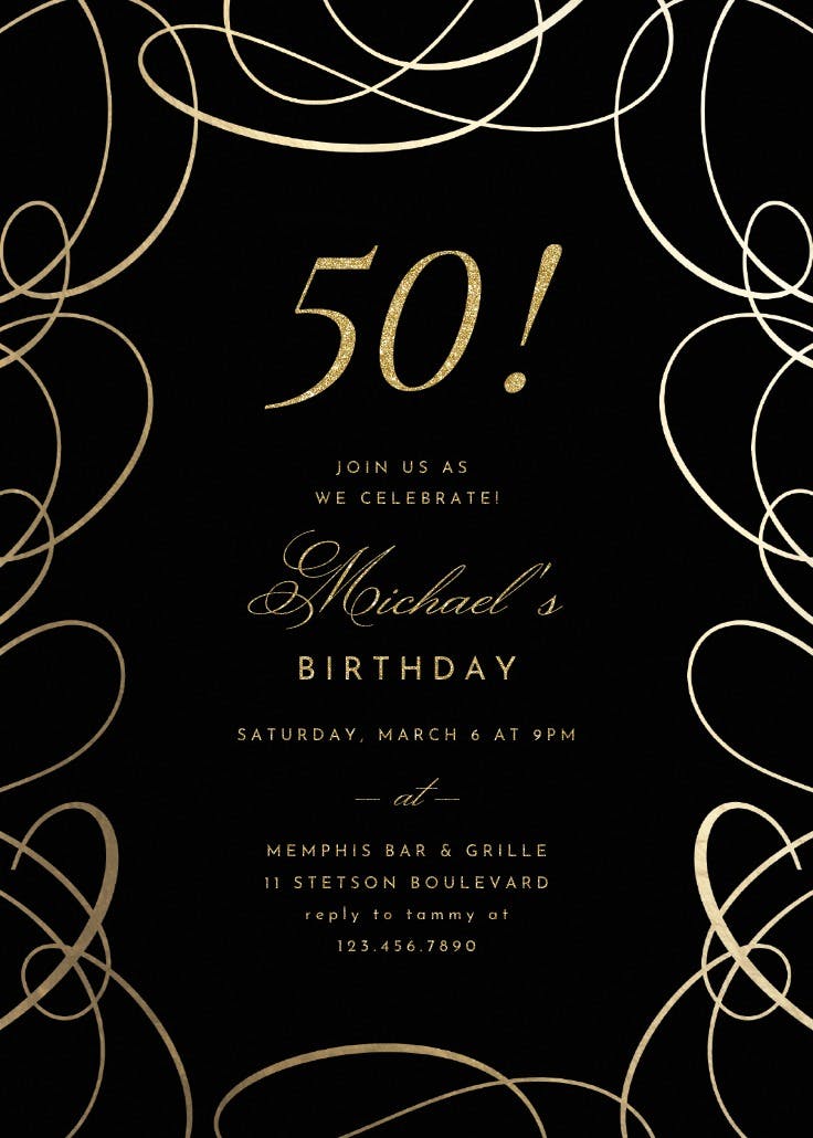 Intricate swirls - birthday invitation