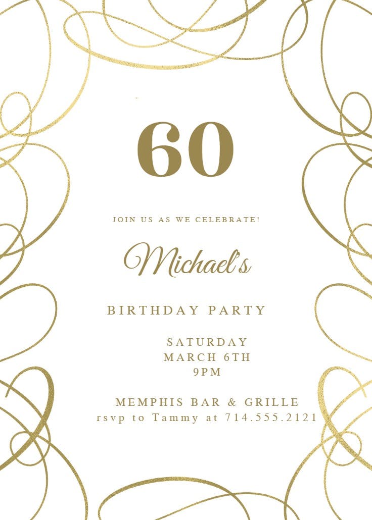 Intricate swirls - birthday invitation