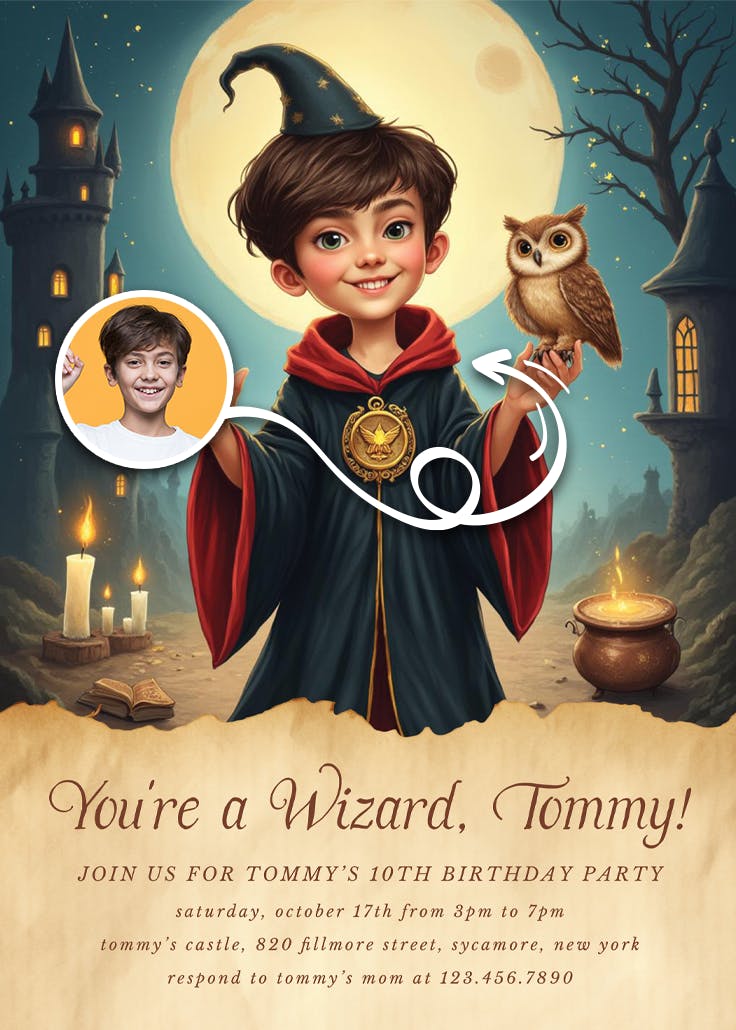 Magic wizard - birthday invitation