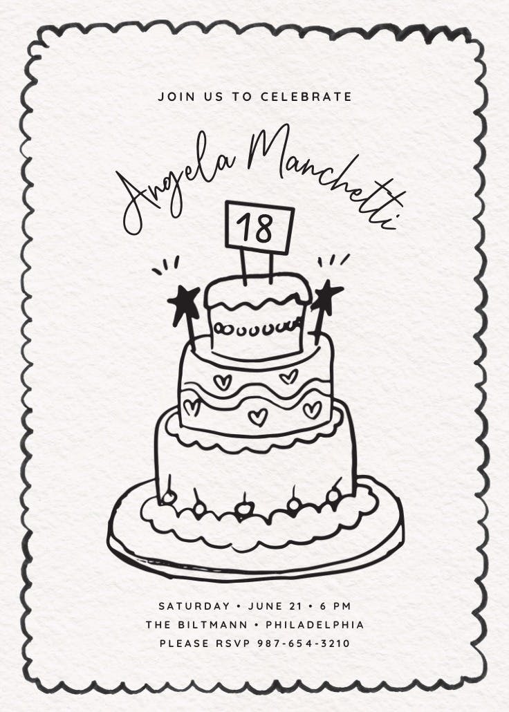 Pink glitter cake - birthday invitation